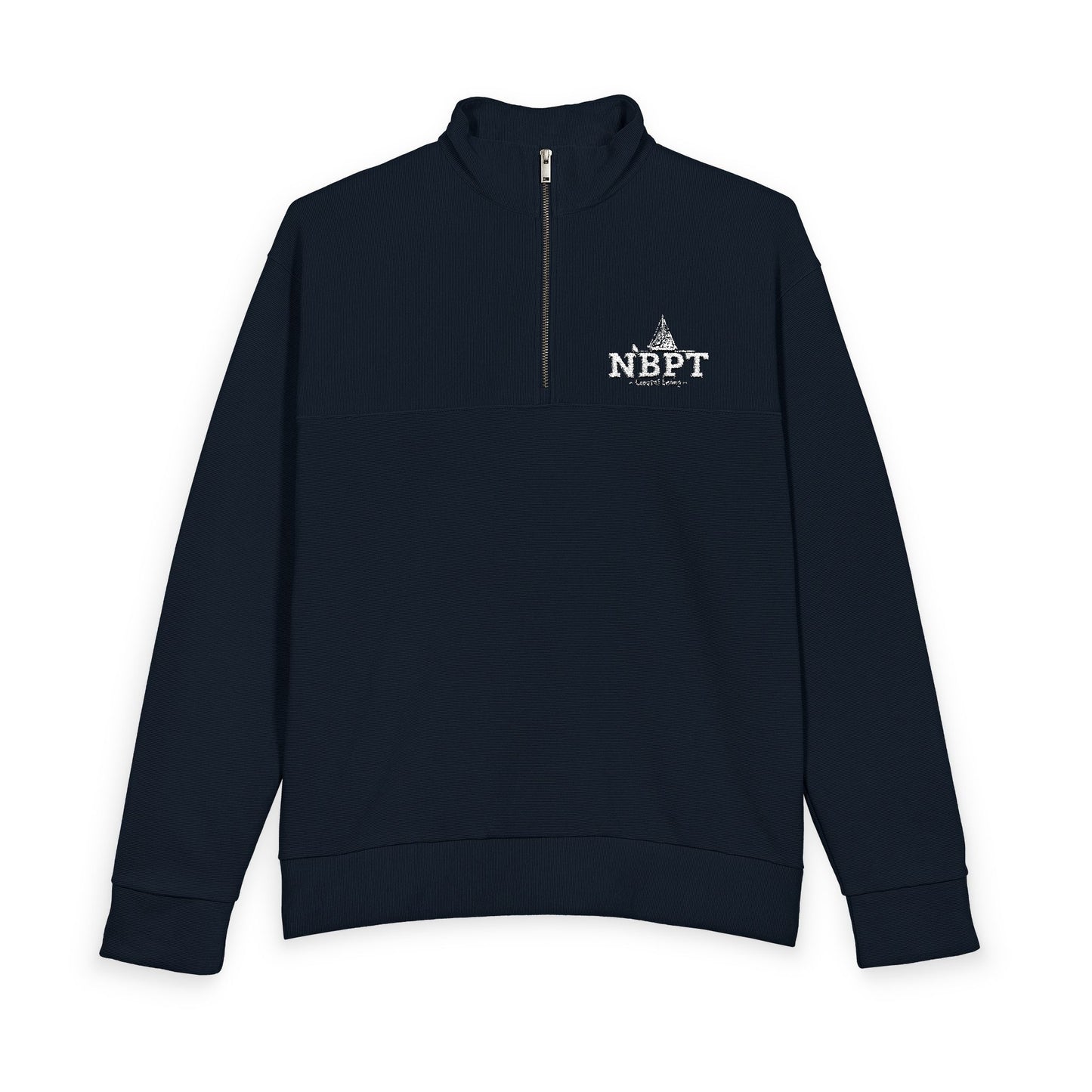 NBPT Men's Quarter-Zip Pullover — Minimal Linear Texture with NBPT Chest Logo