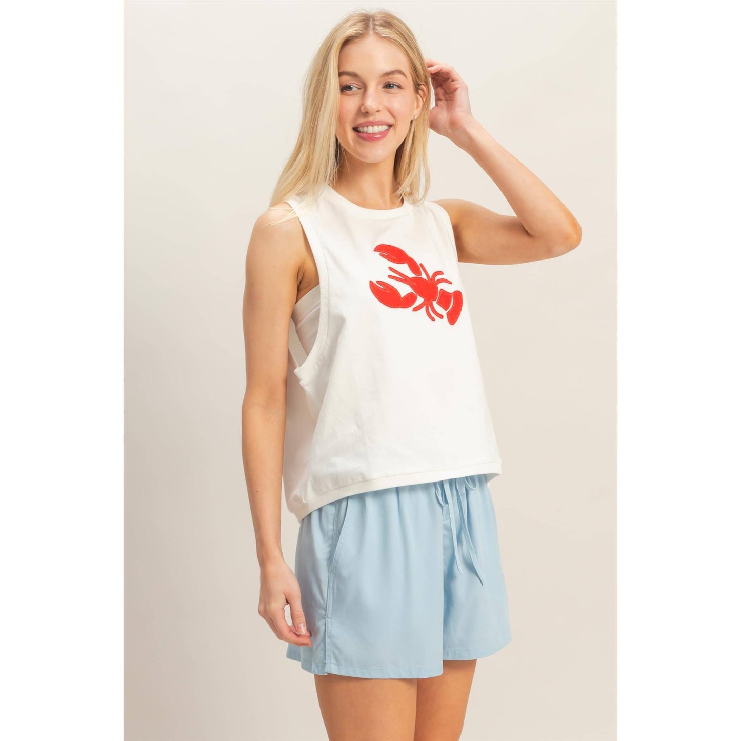 Sleeveless Tank With Lobster Patch