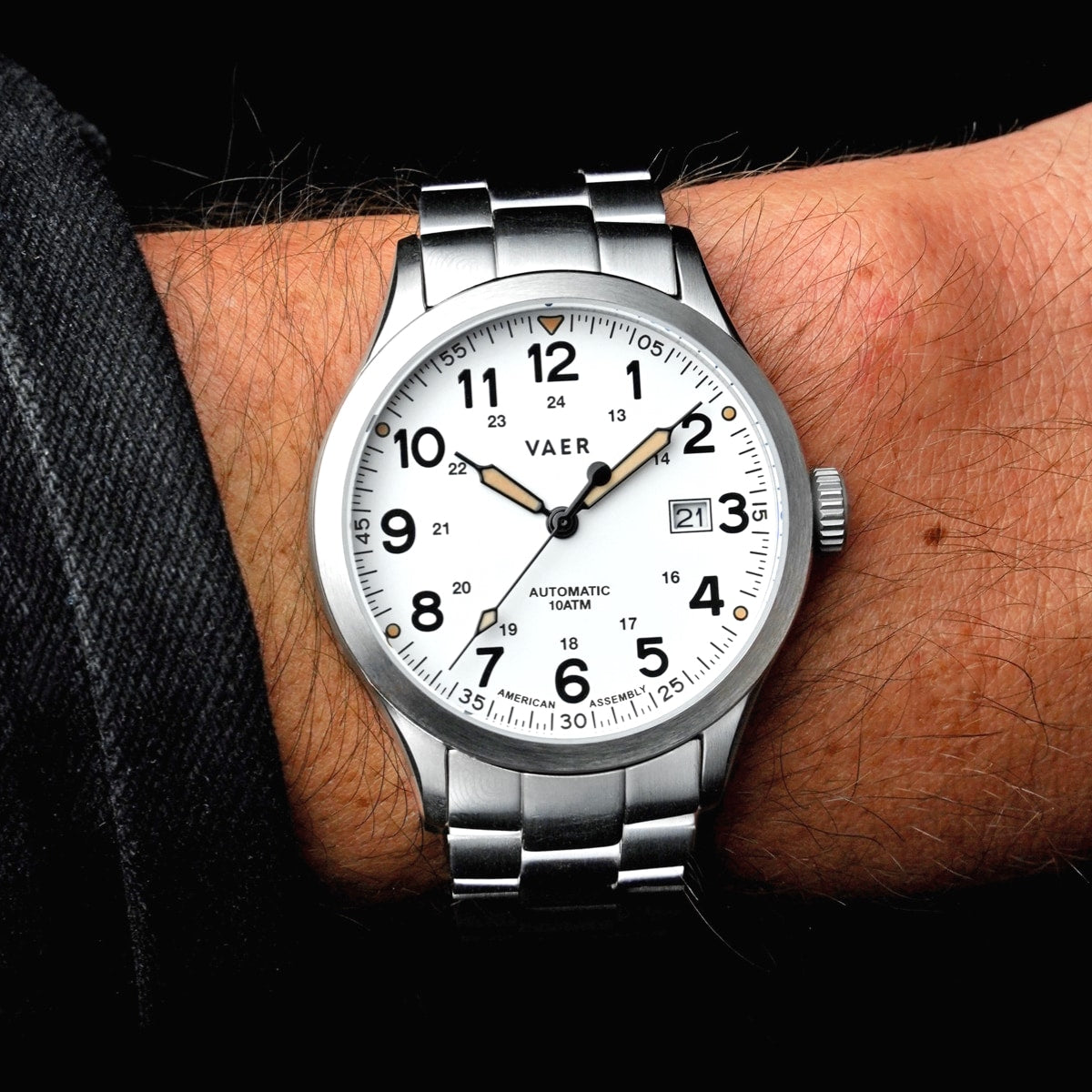 A5 Field White Auto - 40mm USA/Premium Steel Bracelet