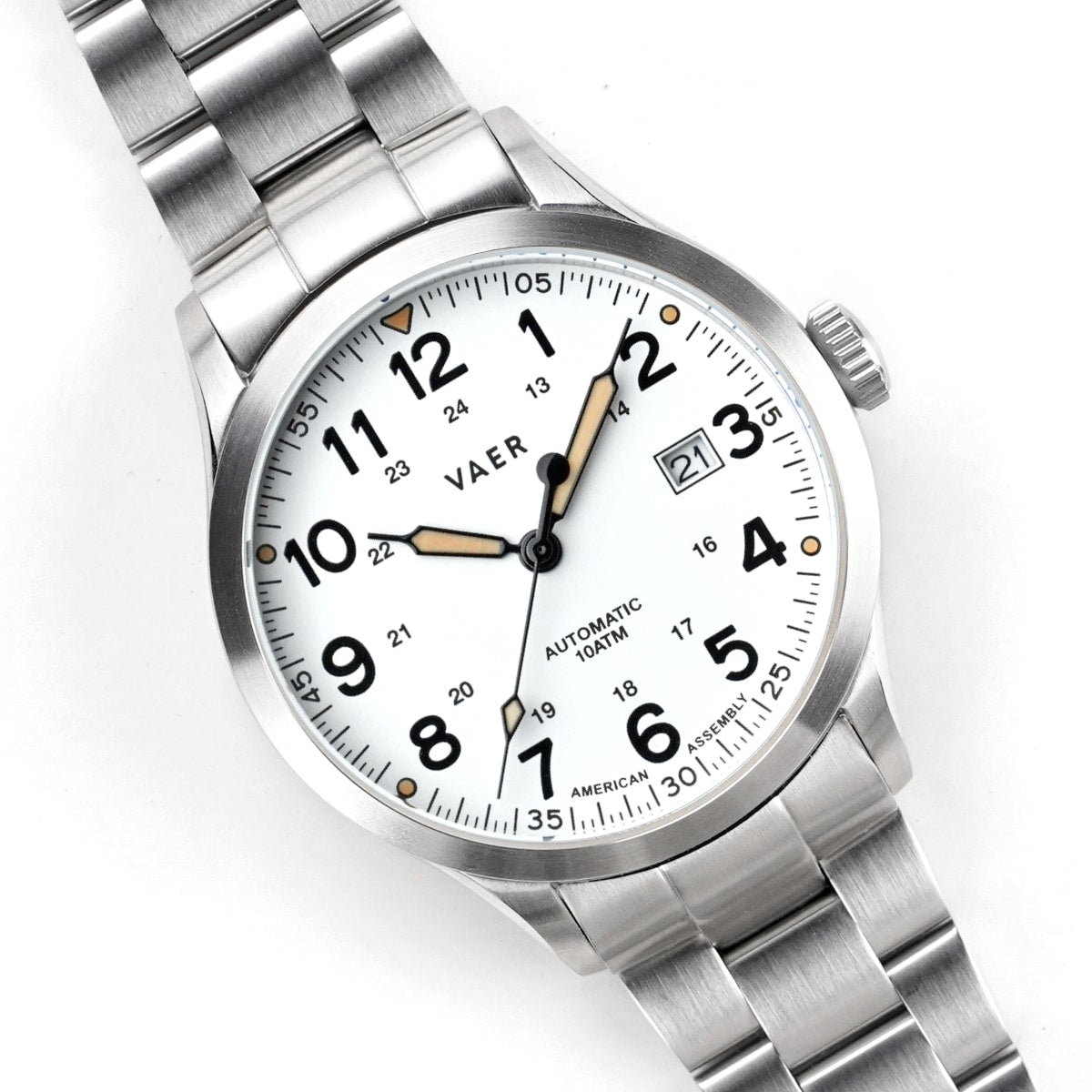 A5 Field White Auto - 40mm USA/Premium Steel Bracelet