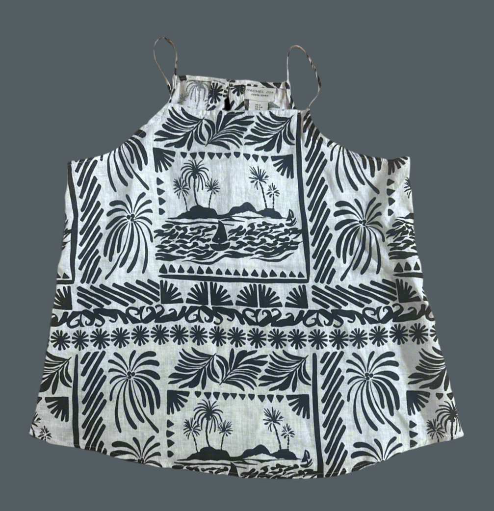 Women’s Black & White 100% Linen Blouse