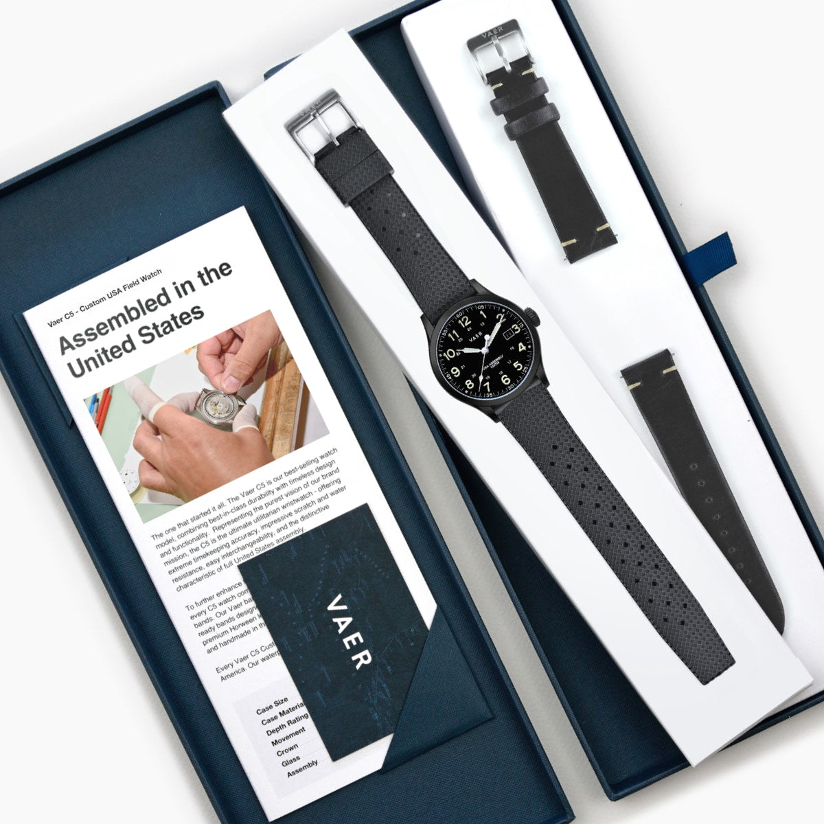 C5 Tactical Field Solar - 40mm USA-(Horween Leather Bracelet-Black)