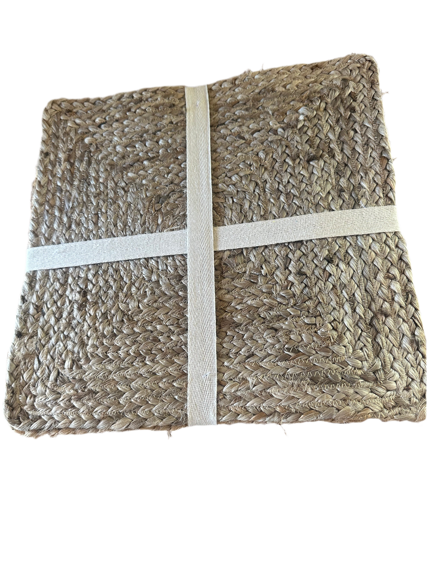 Set of four square jute placemats
