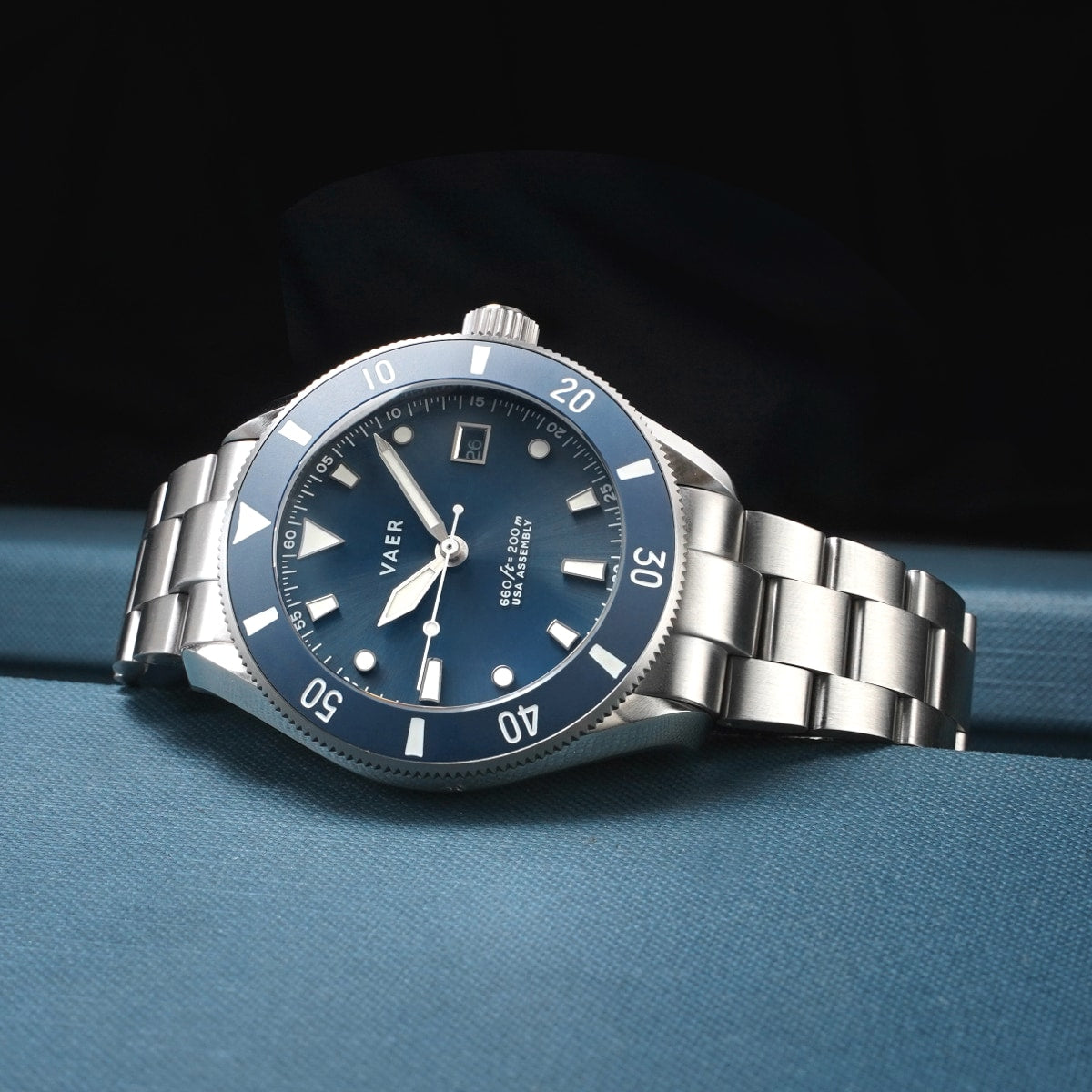 D4 Meridian Navy Matte Solar - 42mm USA(Stainless Band)