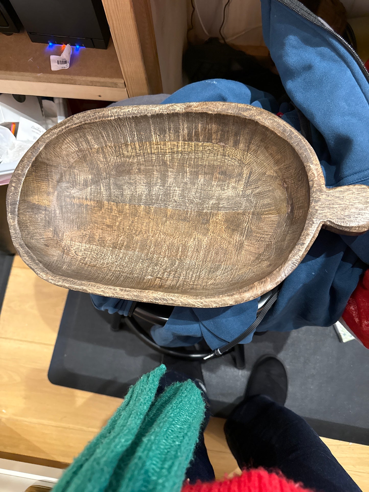 Wooden Oval Carved Bowl