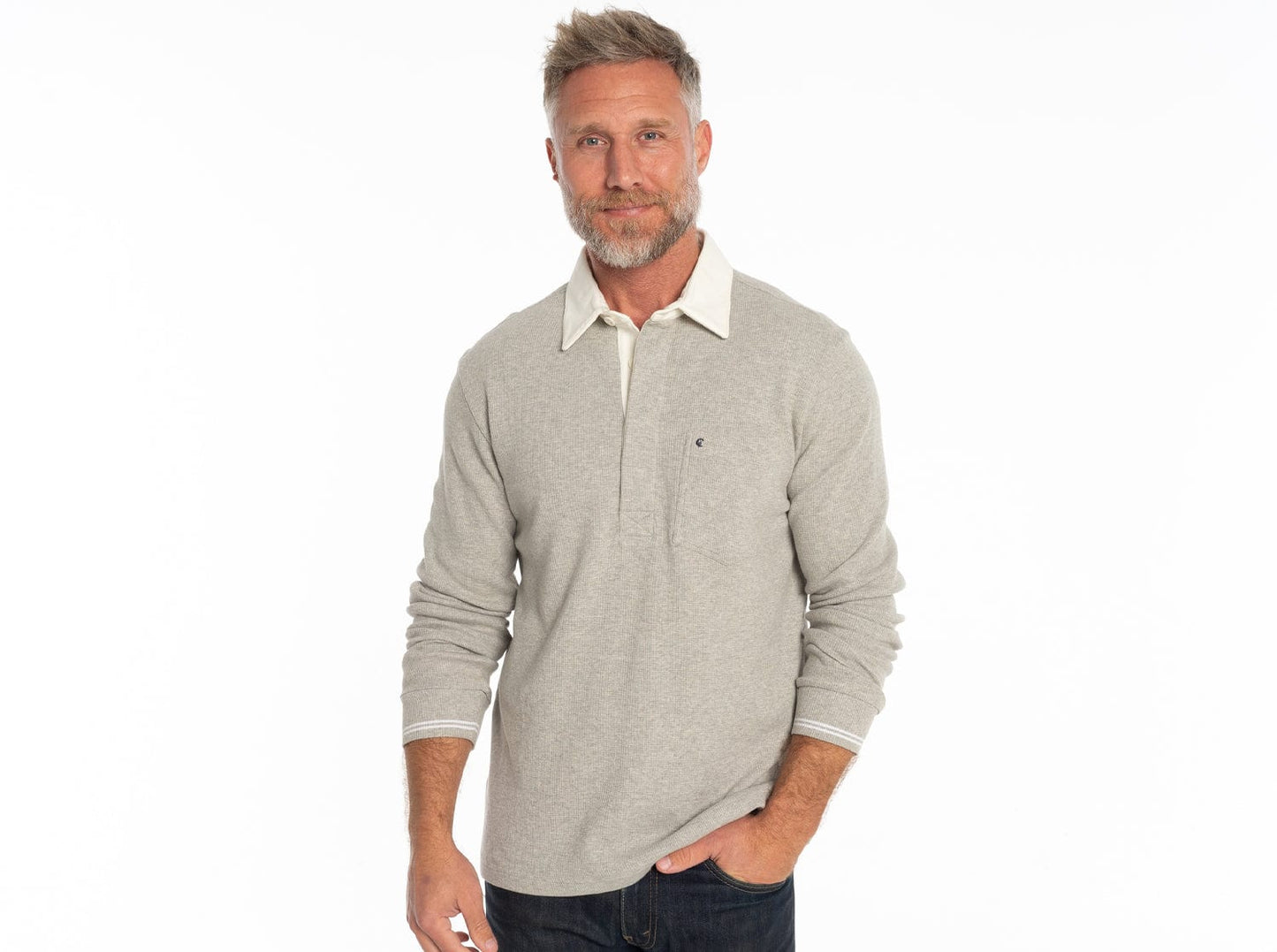 Waffle Rugby Shirt - Heather Gray