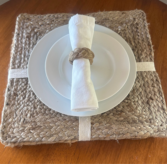 Set of four square jute placemats