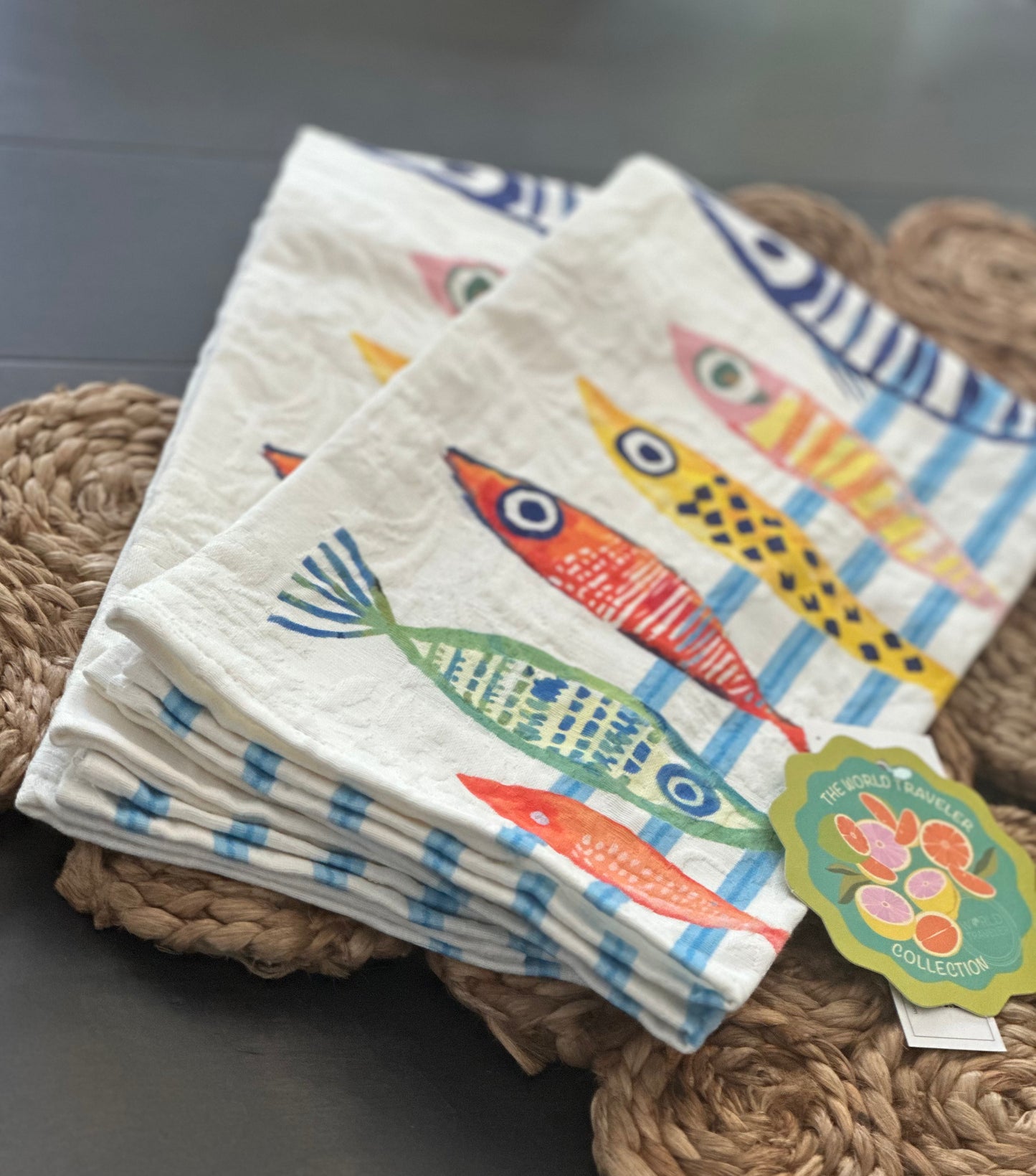Bright Colored Fun Fish Kitchen Towel