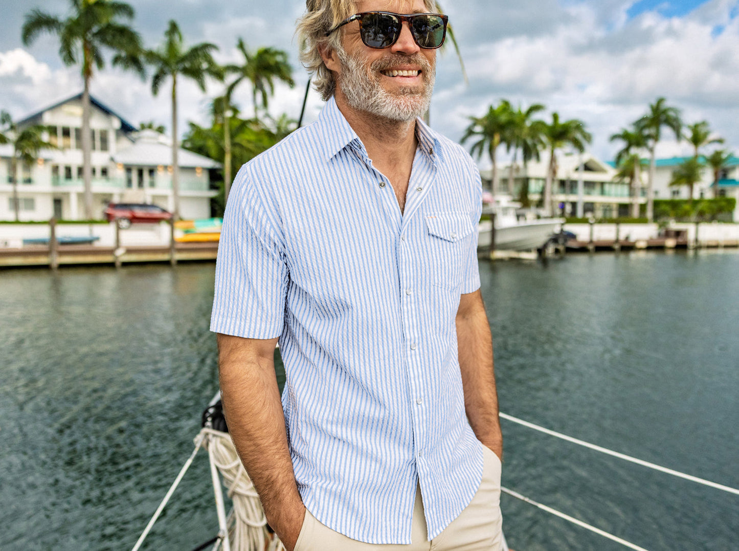 Short Sleeve Performance Pearl Snap - Seersucker