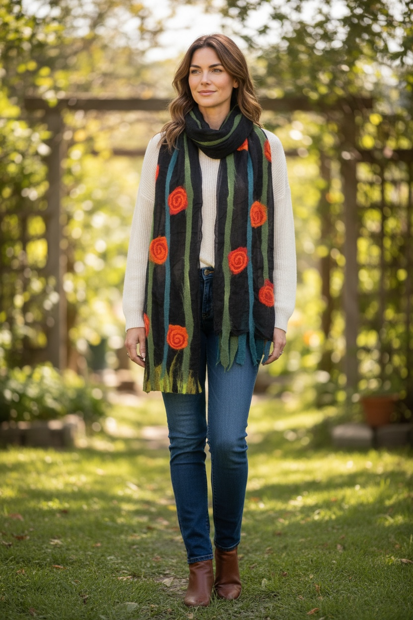 Rose Wool/Silk Scarf