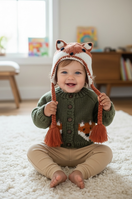 Fox Earflap Beanie Hat Baby & Kids