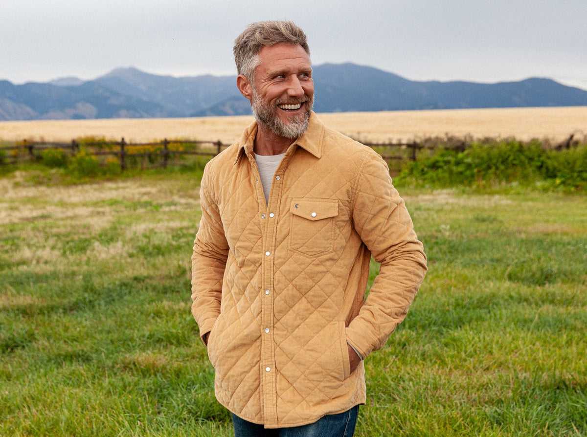 Criquet Corduroy Quilted Shacket in Camel, view 1