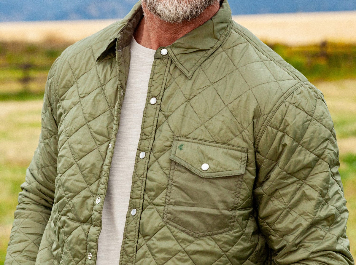 Criquet Quilted Shacket in Olive, view 2