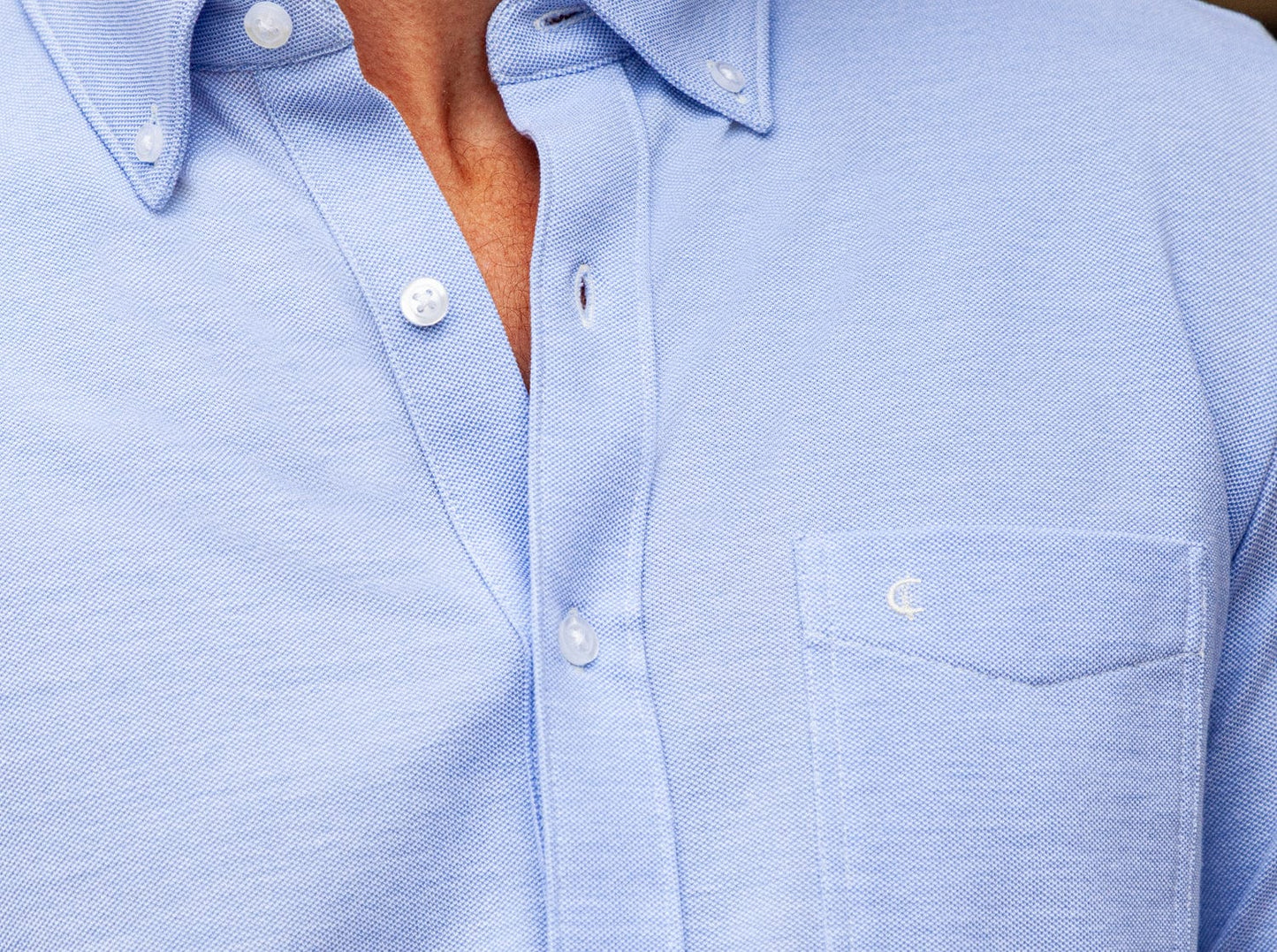 Criquet Oxford Knit Button Down in Light Blue, view 2