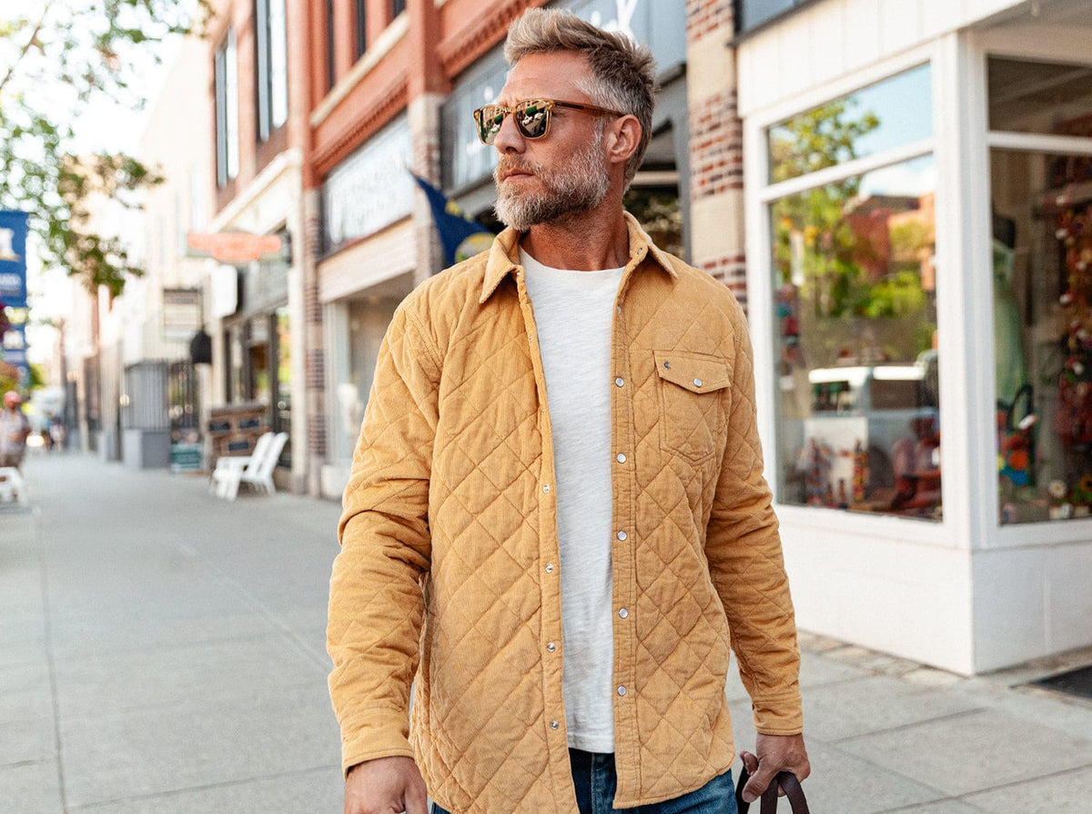Criquet Corduroy Quilted Shacket in Camel, view 7