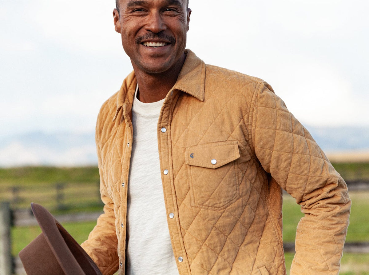 Criquet Corduroy Quilted Shacket in Camel, view 9