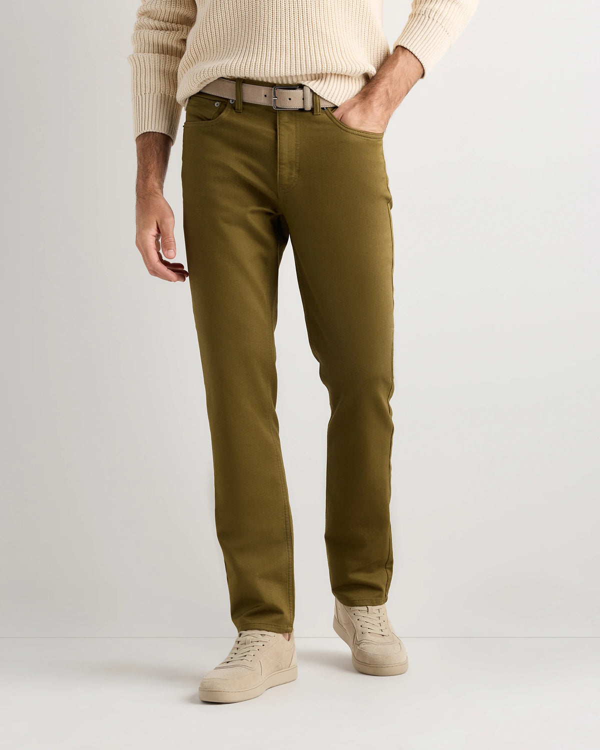 Comfort Stretch Traveler 5-Pocket Pants in Military Olive