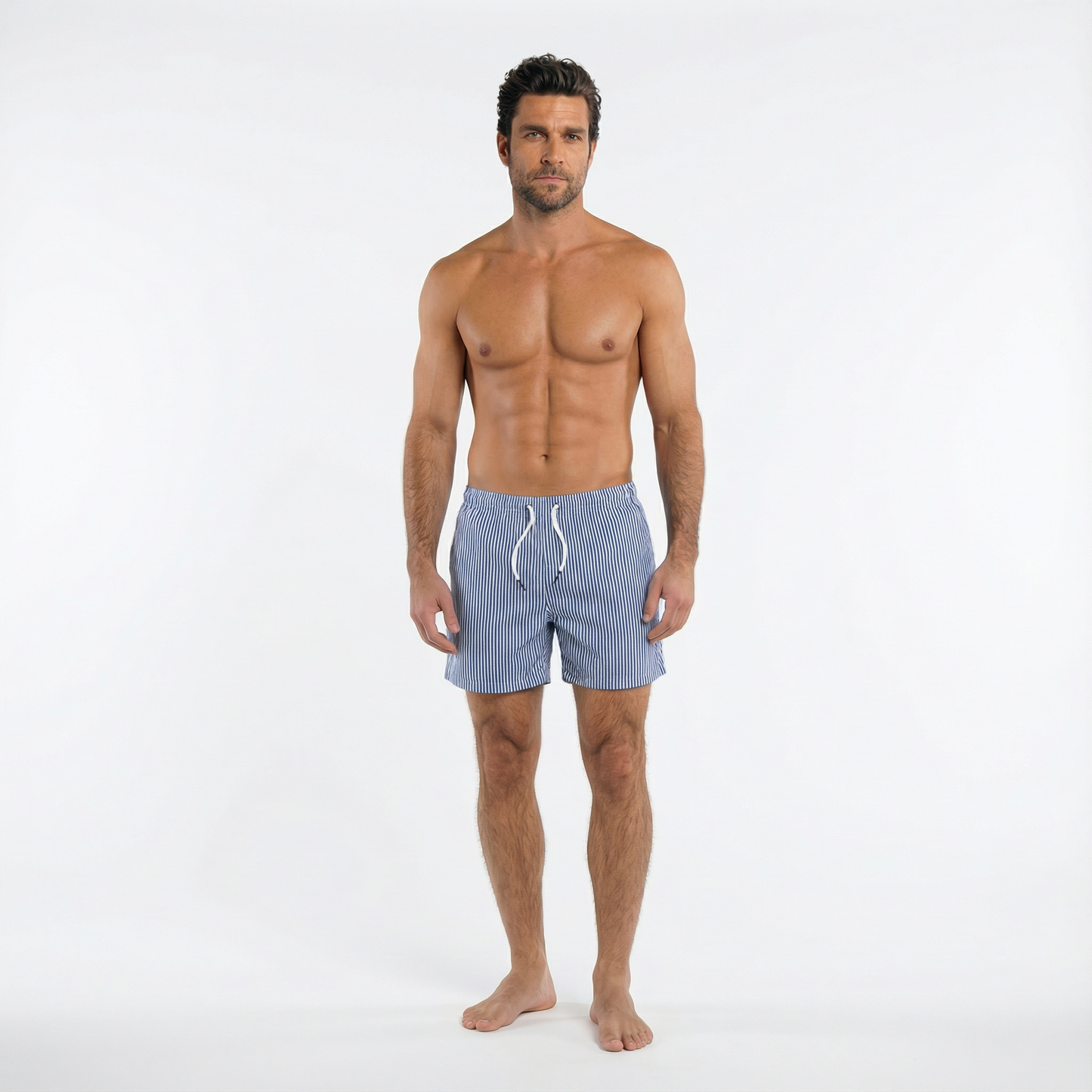 Classic Seersucker Swim Trunk-Navy