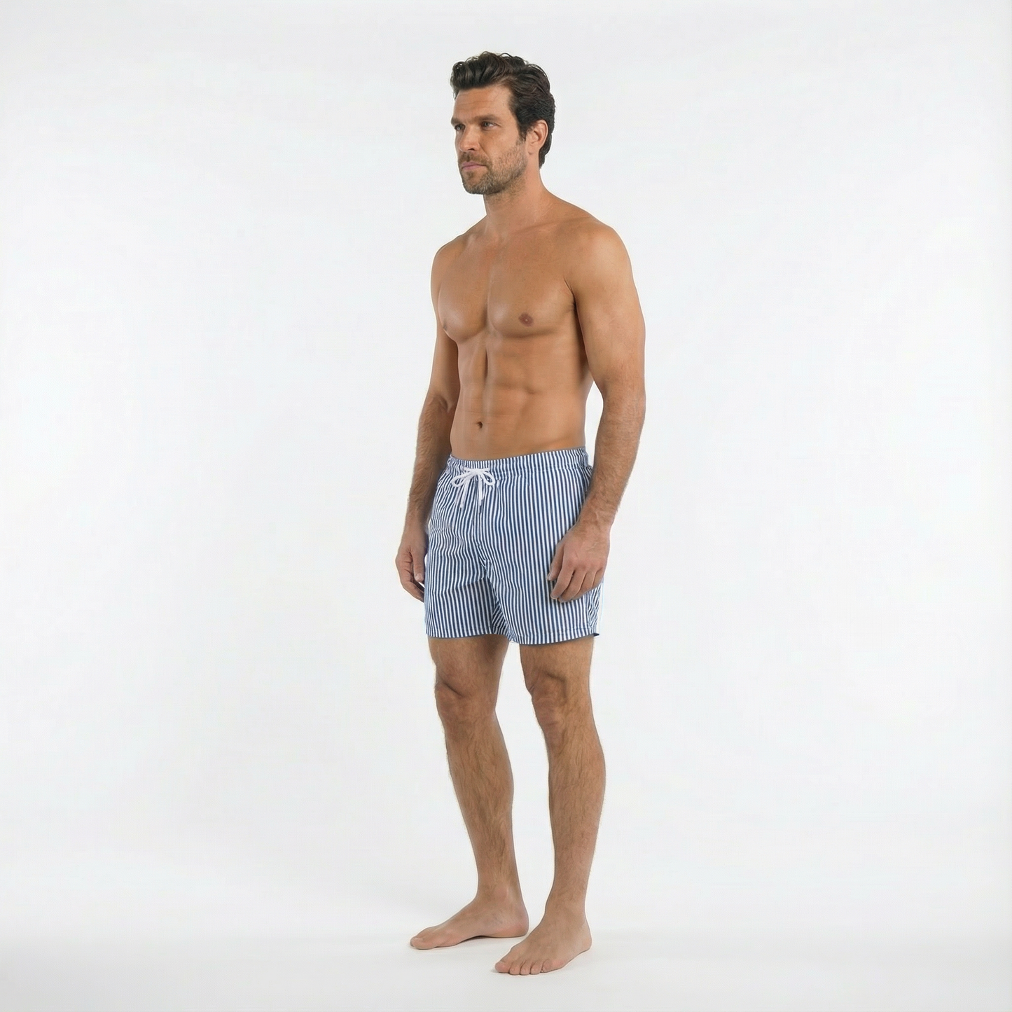 Classic Seersucker Swim Trunk-Navy