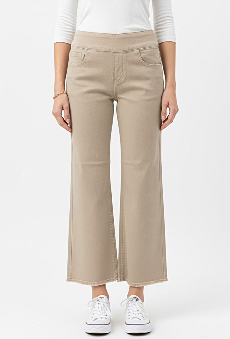 Wide Leg Straight Pants - Tan