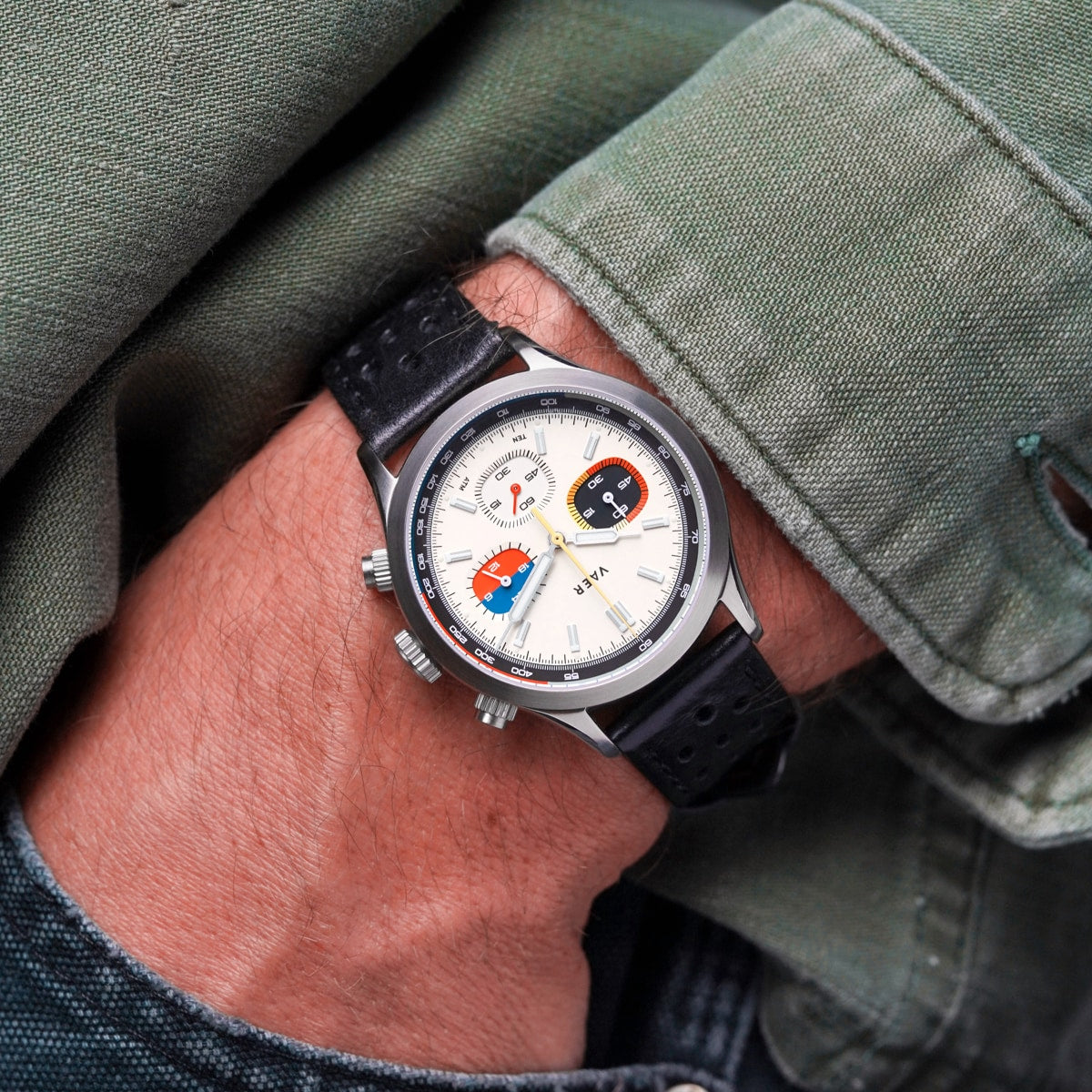 RS1 Rally Chronograph - Cream 40mm-Quartz w/Leather Rally Strap