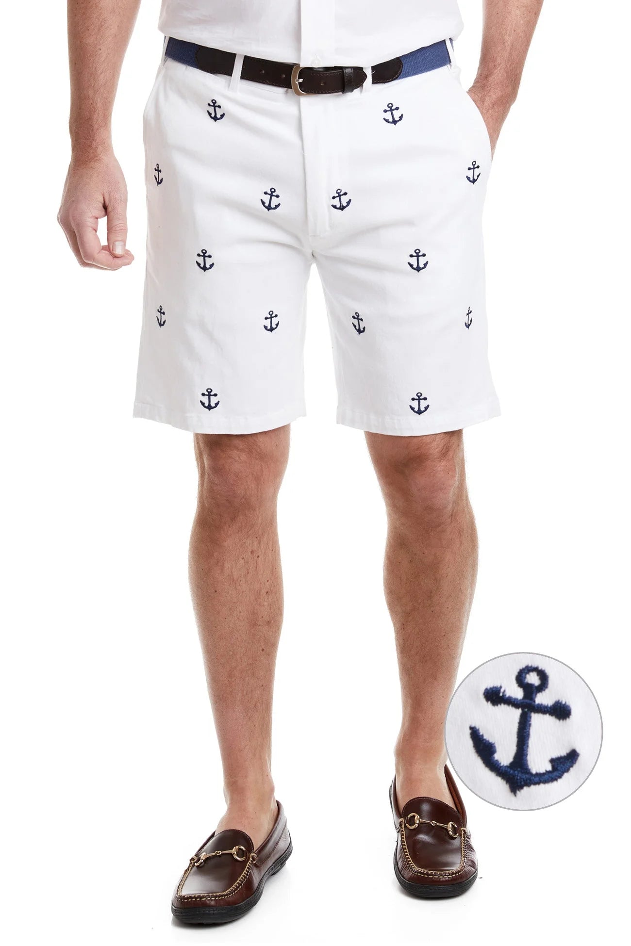 Twill White Anchor Shorts