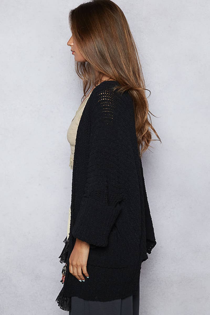 Long sleeve pockets solid sweater cardigan