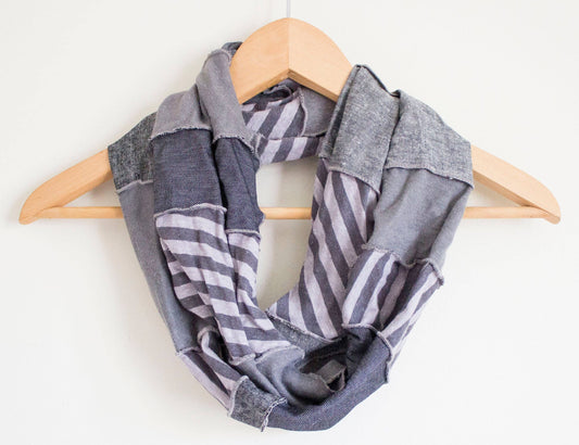 Infinity Scarf Lady Gray Organic Hemp Neutrals Stripes