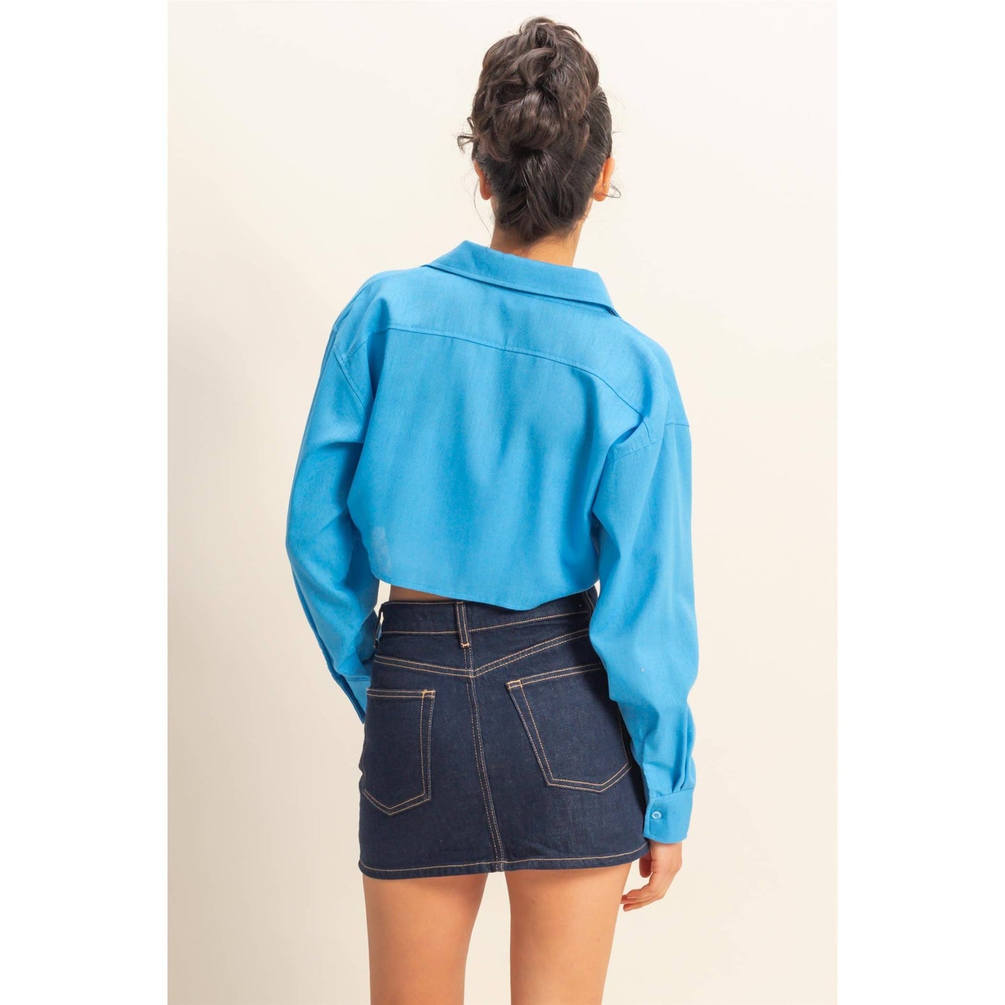 Sand Washed Tie Front Crop Top
