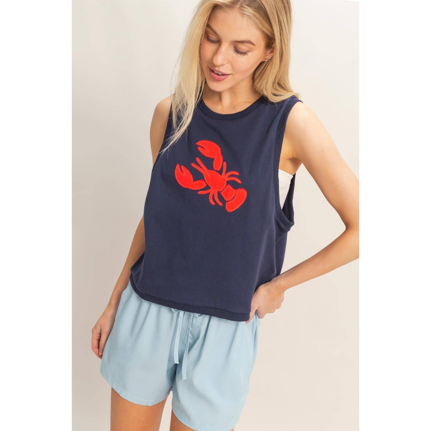 Sleeveless Tank With Lobster Patch