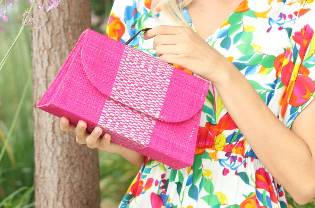 Wynwood Straw Handbag with Metallic Detailing & Horn Handle