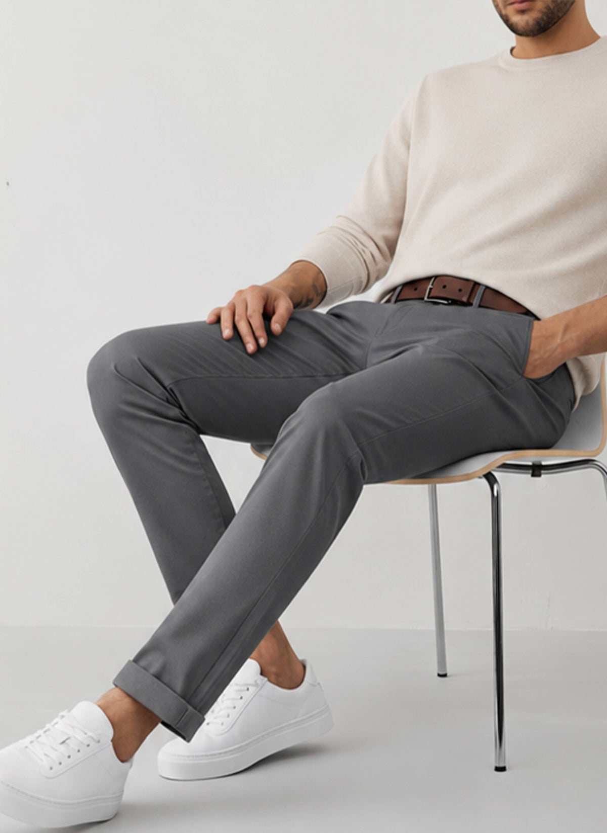 Hawks Bay New Chino Stretch Twill Pants (COOL CHARCOAL GRAY)