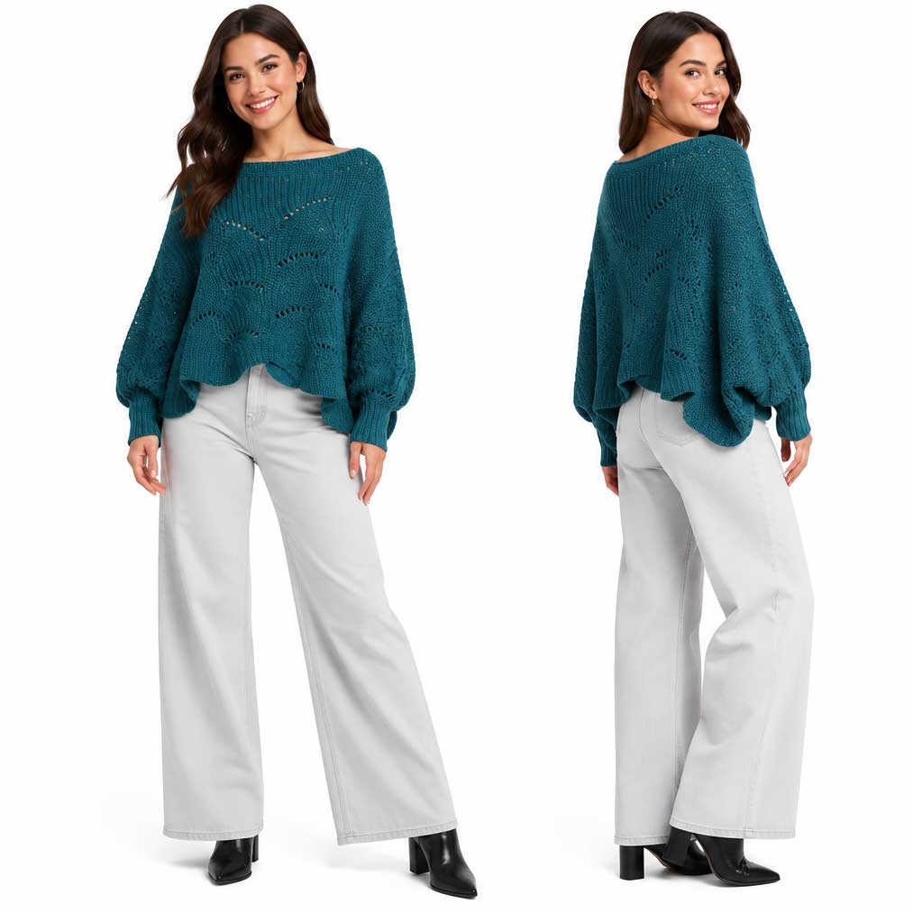Sweater Poncho with Sleeves