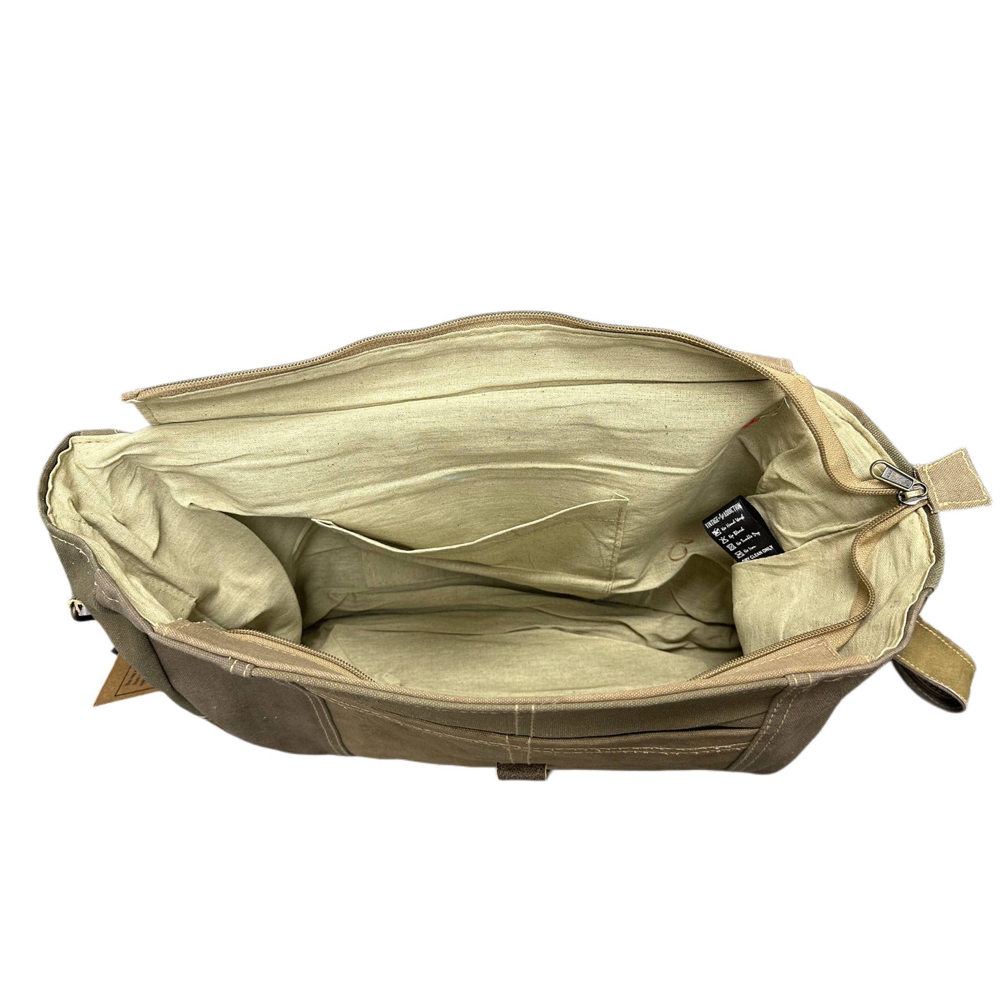 Vintage Leather and Recycled Military Tent Messenger Bag