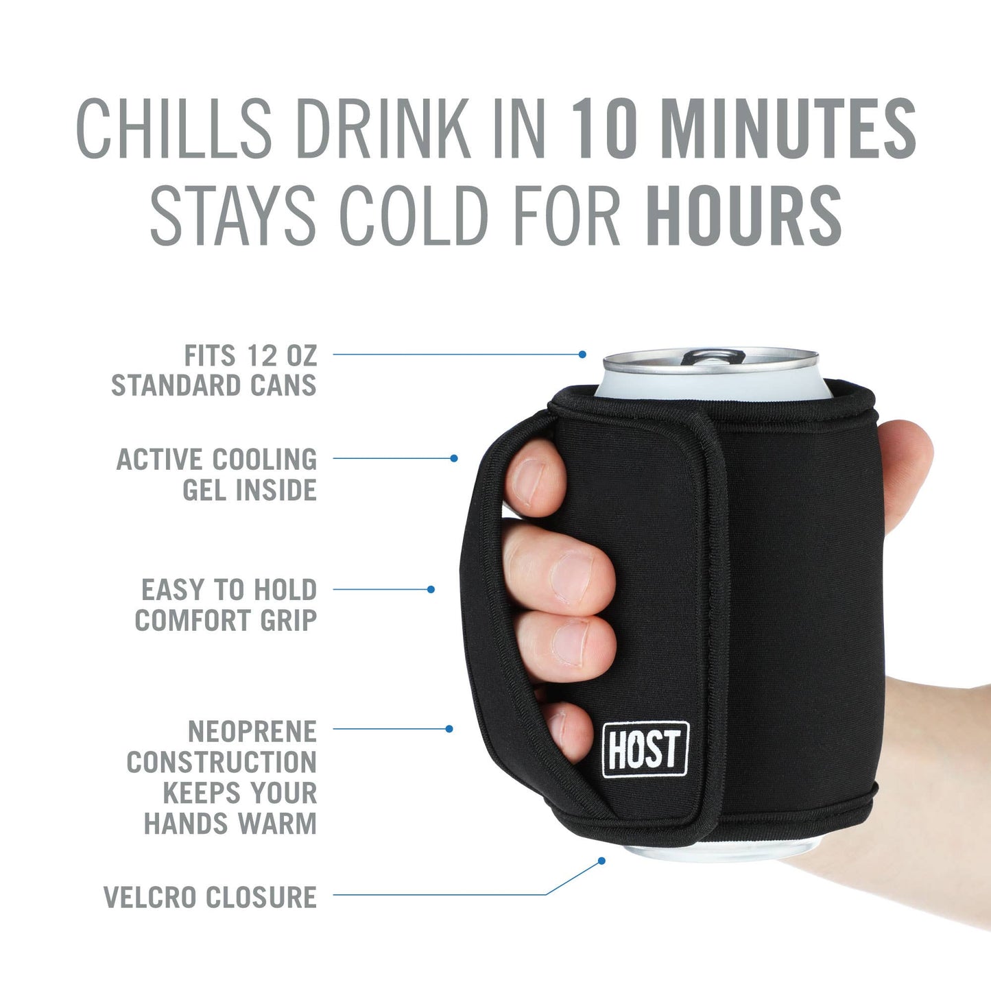 Insta-Chill Sleeve w/ Cooling Gel - Standard Cans - Black