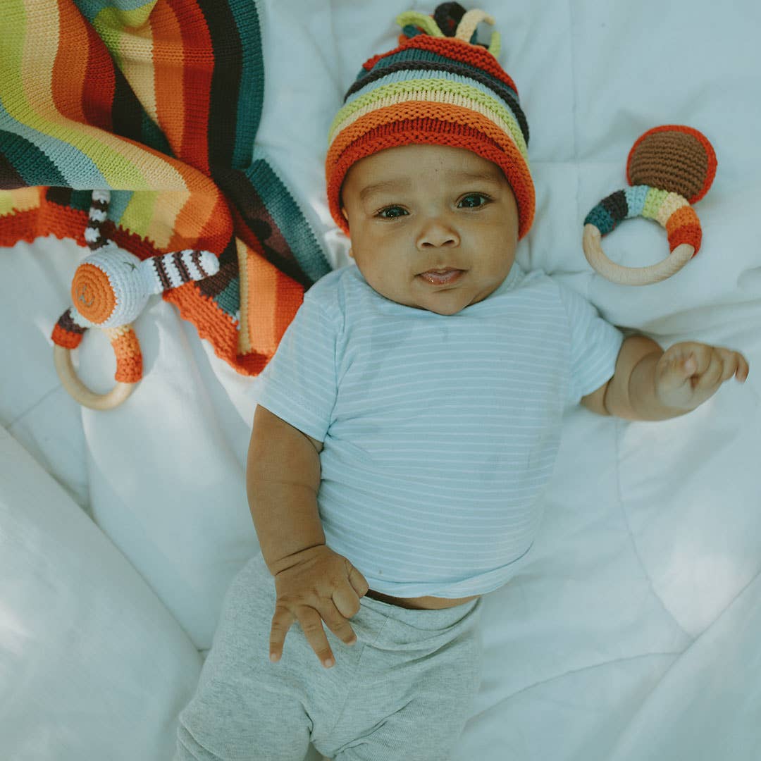 Handmade Rainbow Stripey Baby Beanie Hat