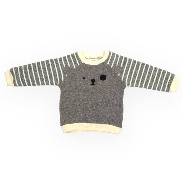 *LITTLE WHO* Bear Face Stripy Sweatshirt