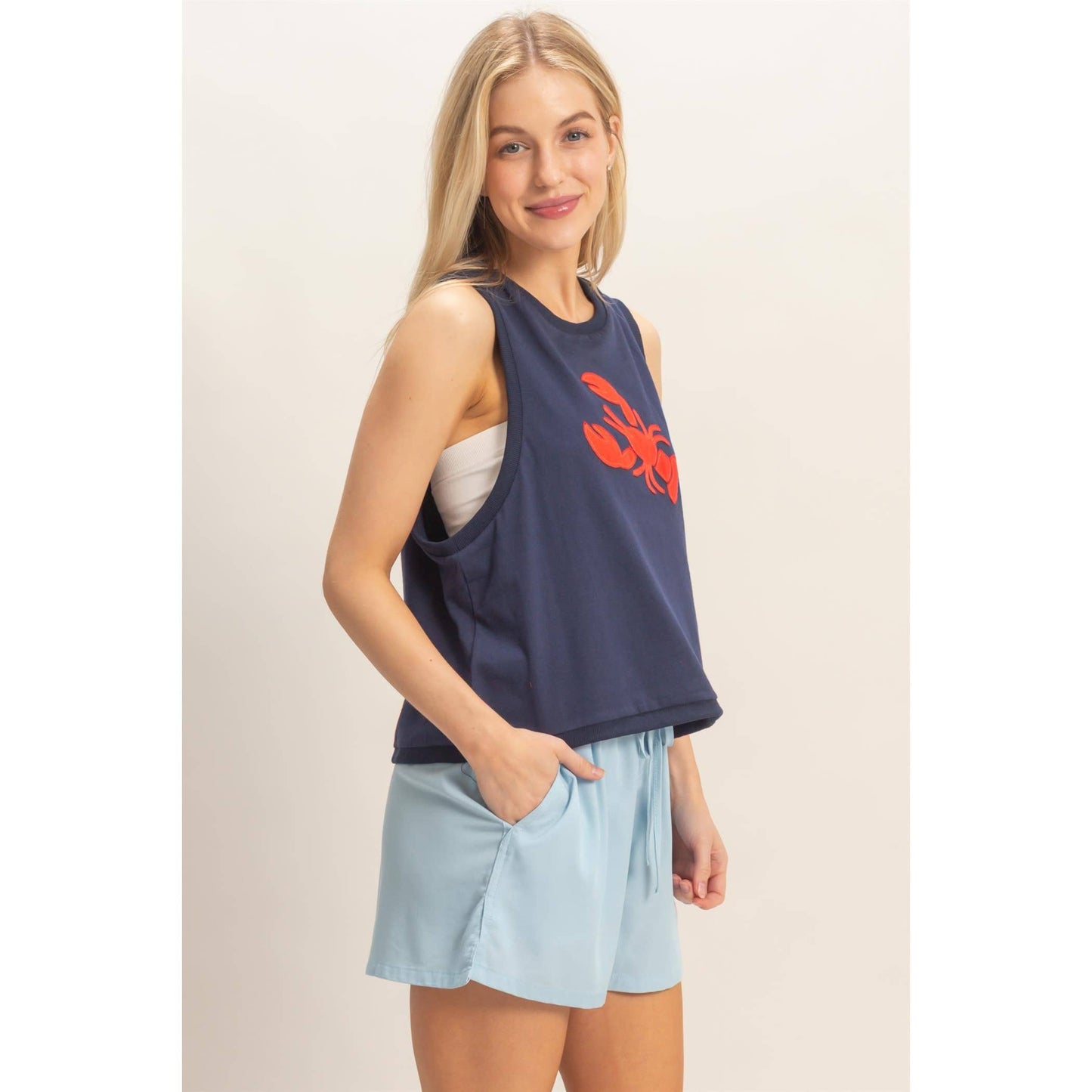 Sleeveless Tank With Lobster Patch