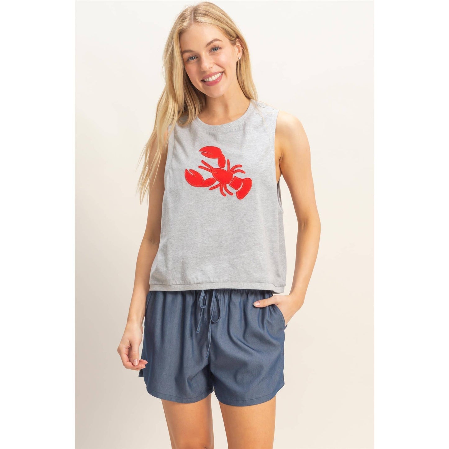 Sleeveless Tank With Lobster Patch