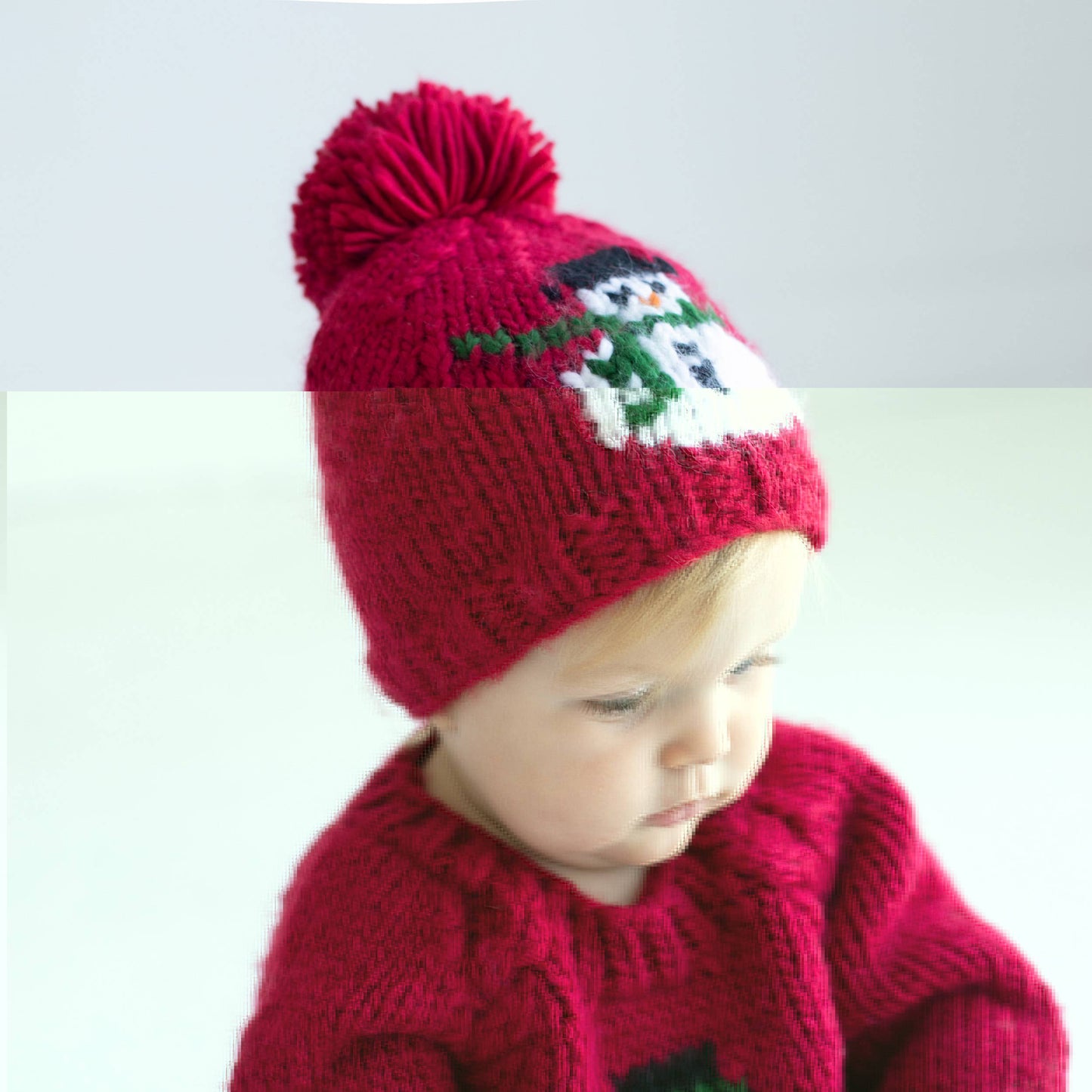Frosty Snowman Ruby Red Beanie Hat