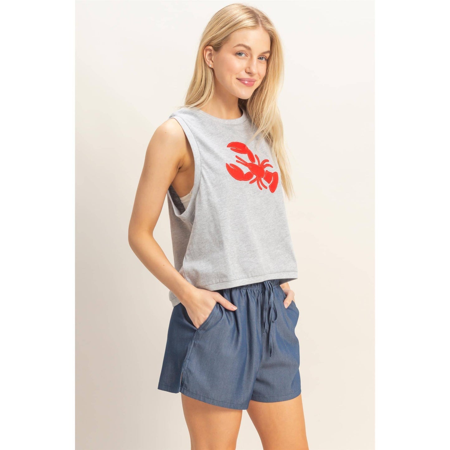 Sleeveless Tank With Lobster Patch